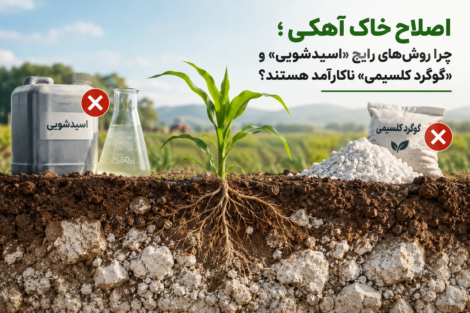 اصلاح خاک‌های آهکی و نقد روش‌های رایج اسیدشویی